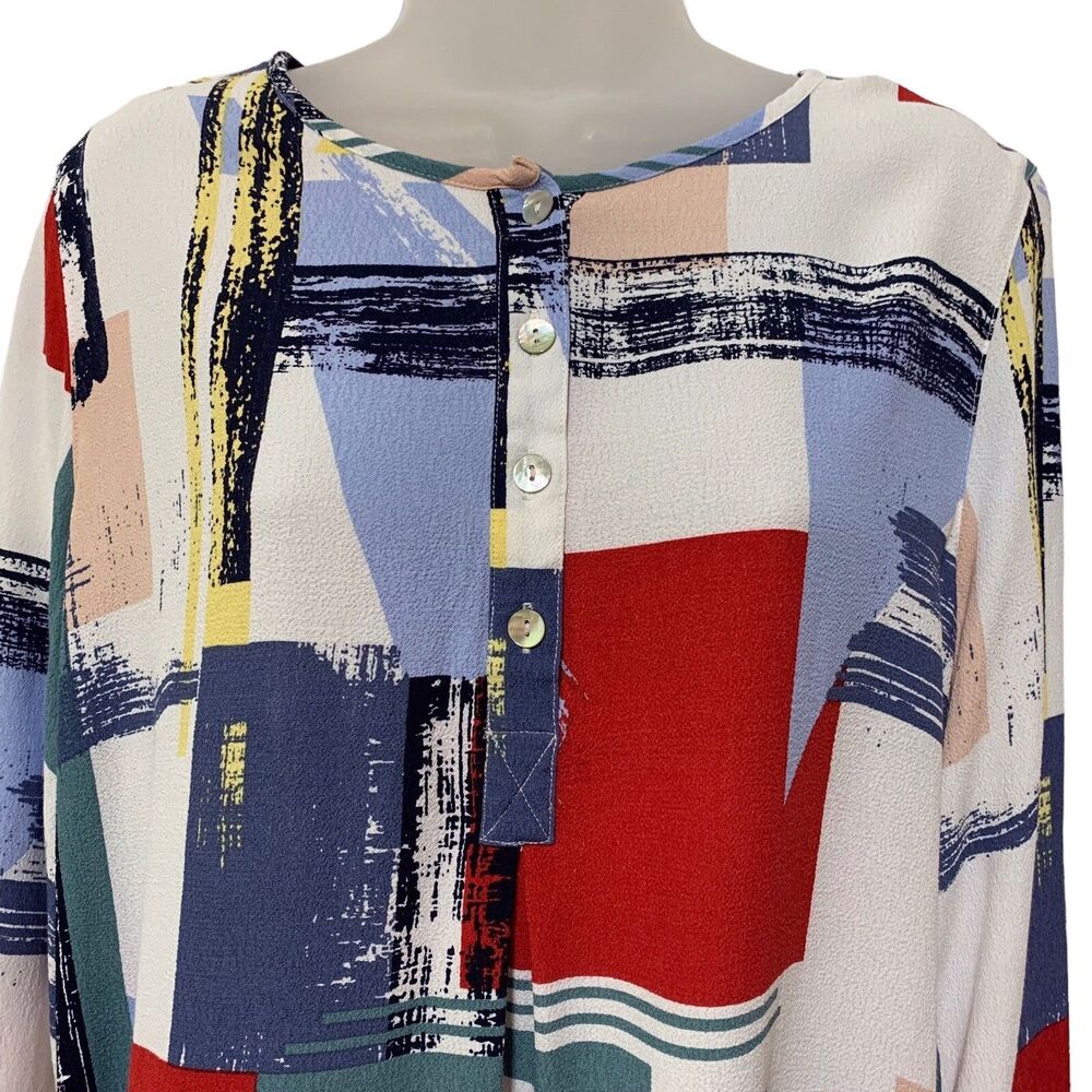 John Mark Abstract Print Button Front Long Sleeve… - image 5